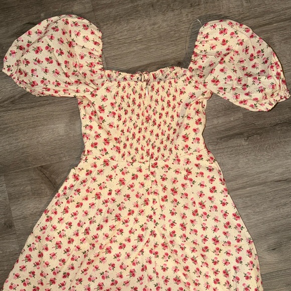 Moon River Pink Floral Midi Dress puff sleeve - Picture 11 of 15